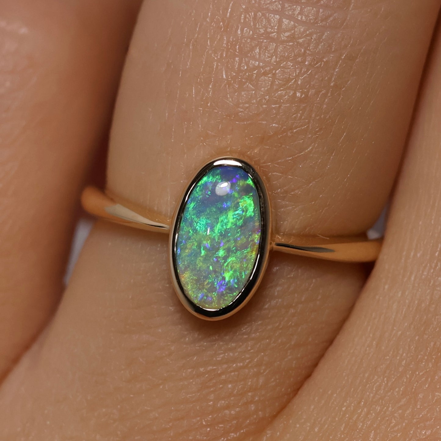 Crystal Opal Ring - 14K Yellow Gold