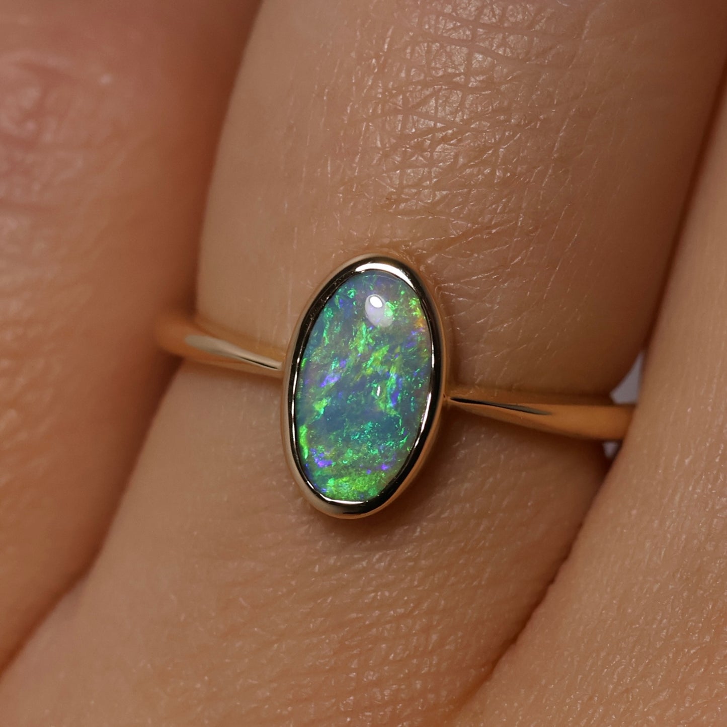 Crystal Opal Ring - 14K Yellow Gold