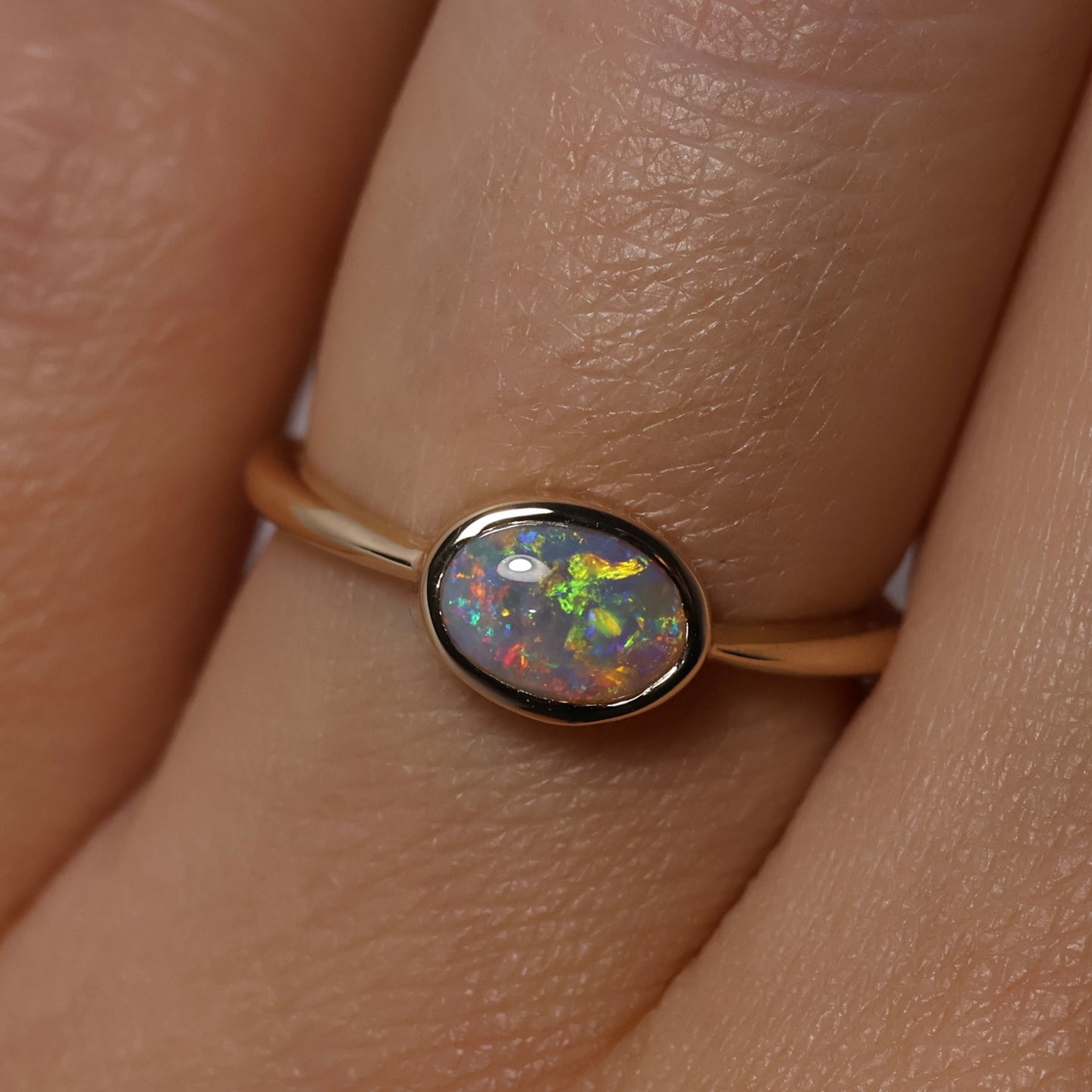 Crystal Opal Ring - 14K Yellow Gold