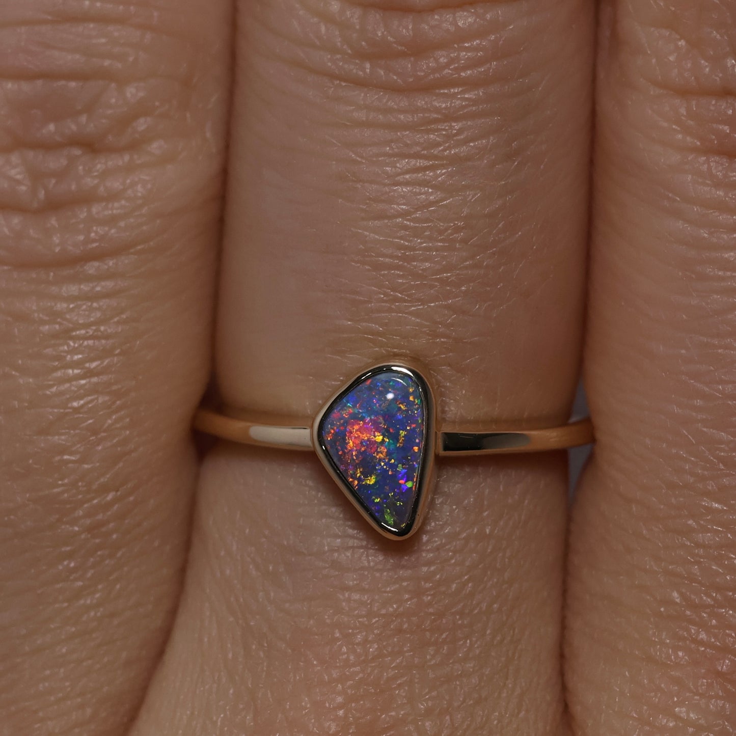 Black Opal Ring - 14K Yellow Gold