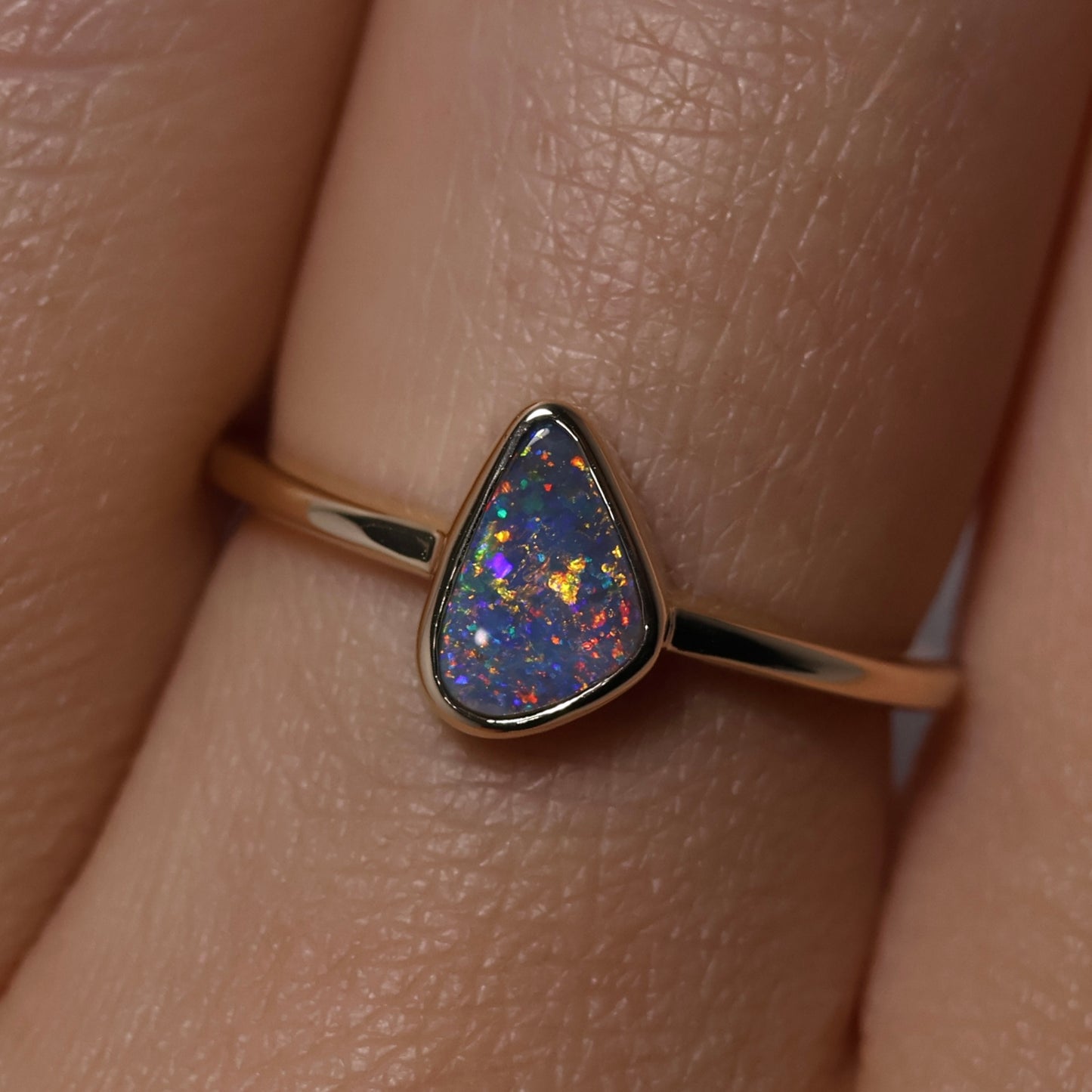 Black Opal Ring - 14K Yellow Gold