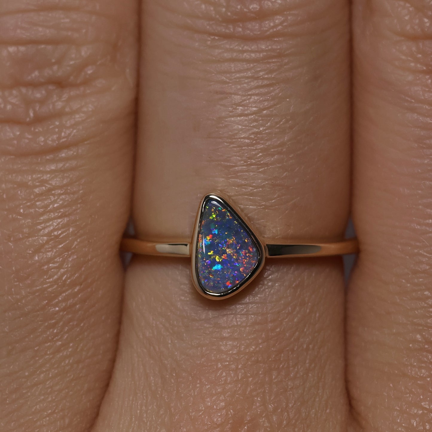Black Opal Ring - 14K Yellow Gold