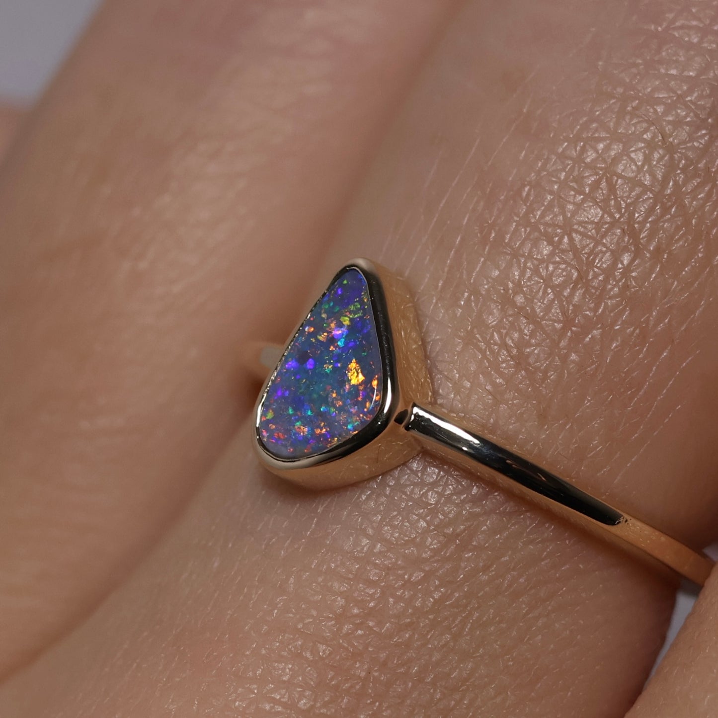 Black Opal Ring - 14K Yellow Gold