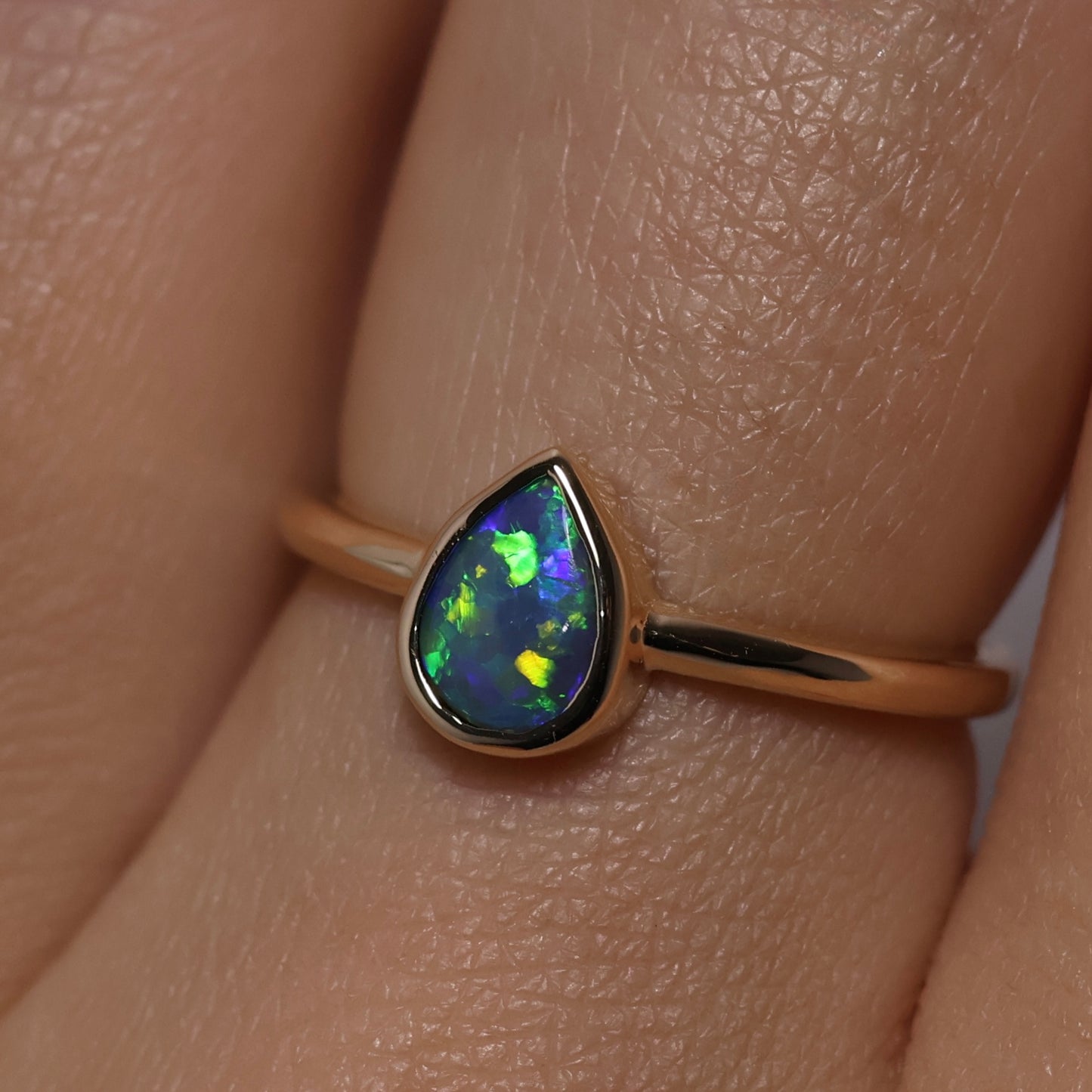 Black Opal Ring - 14K Yellow Gold
