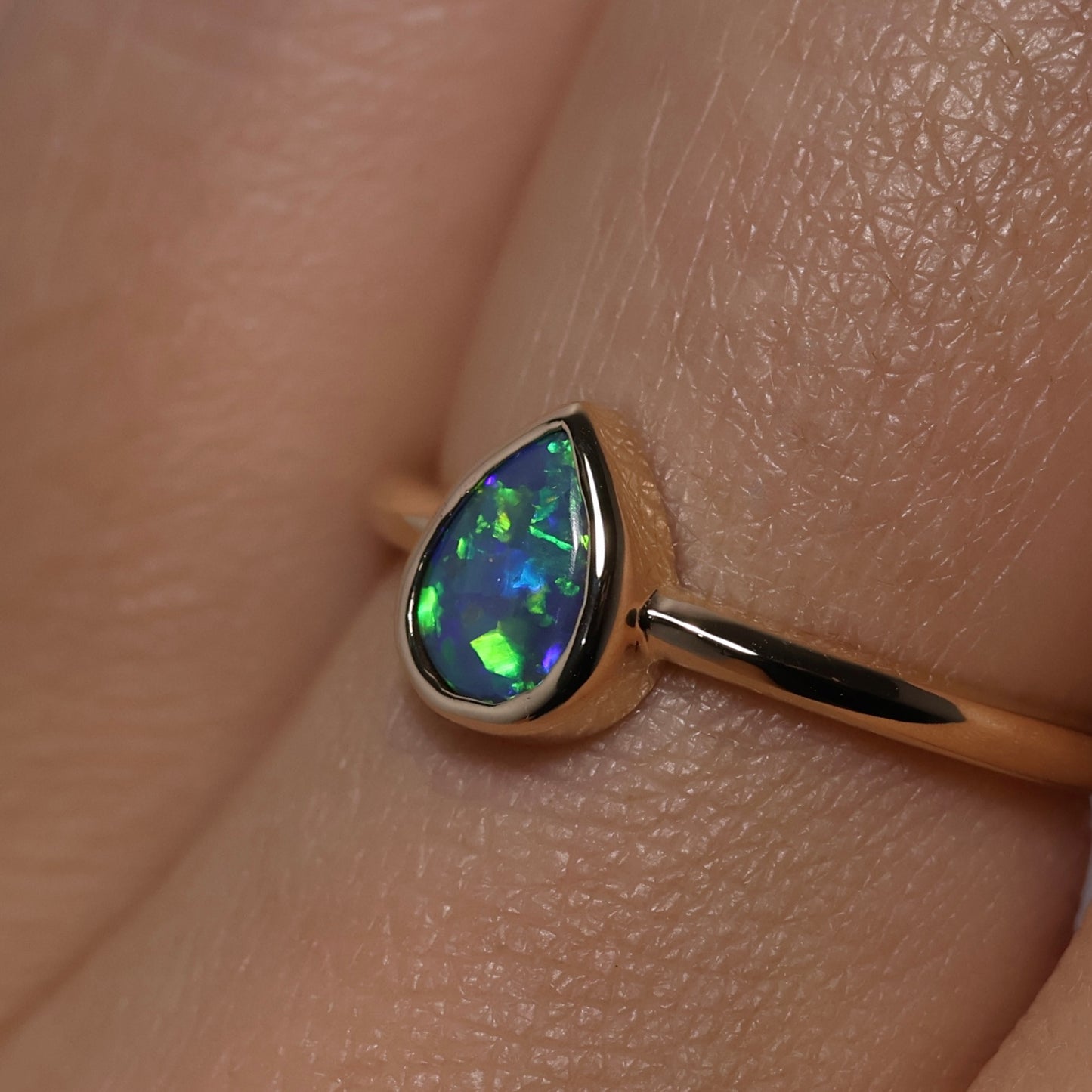 Black Opal Ring - 14K Yellow Gold
