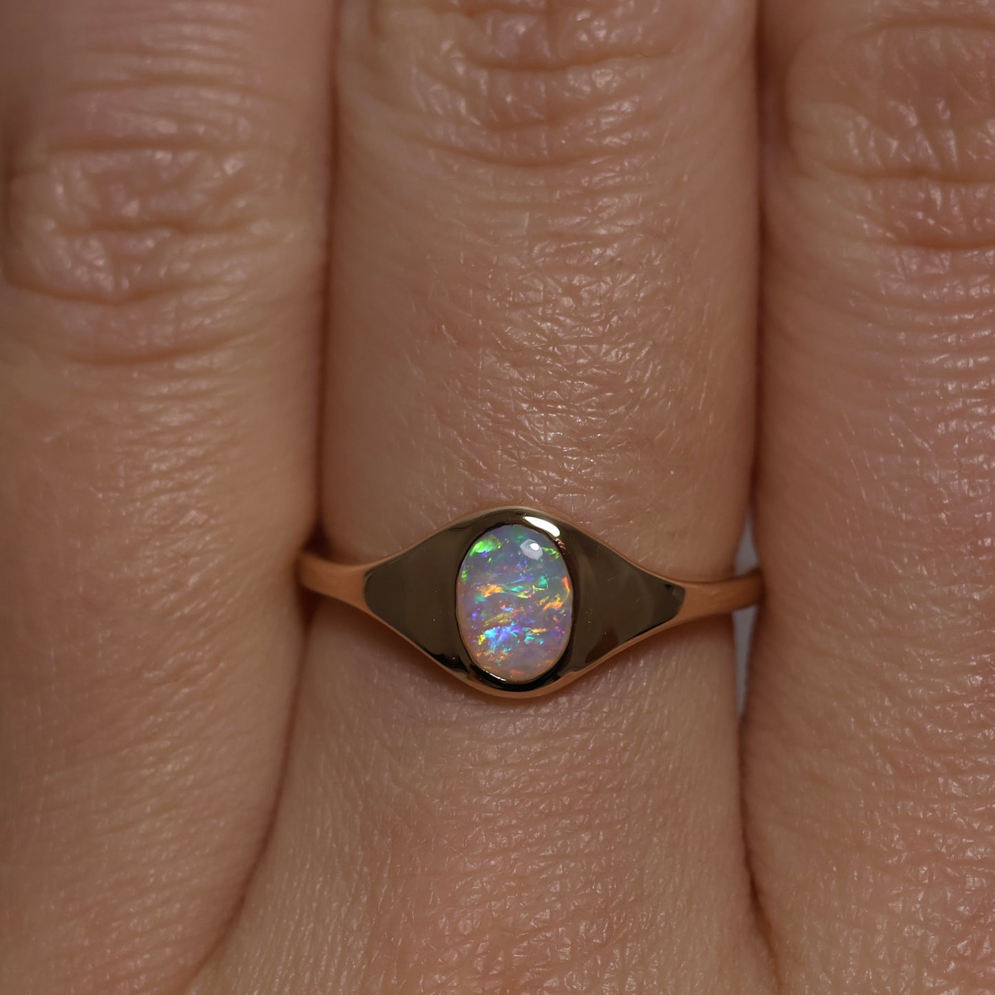 Crystal Opal Signet Ring - 9K Yellow Gold