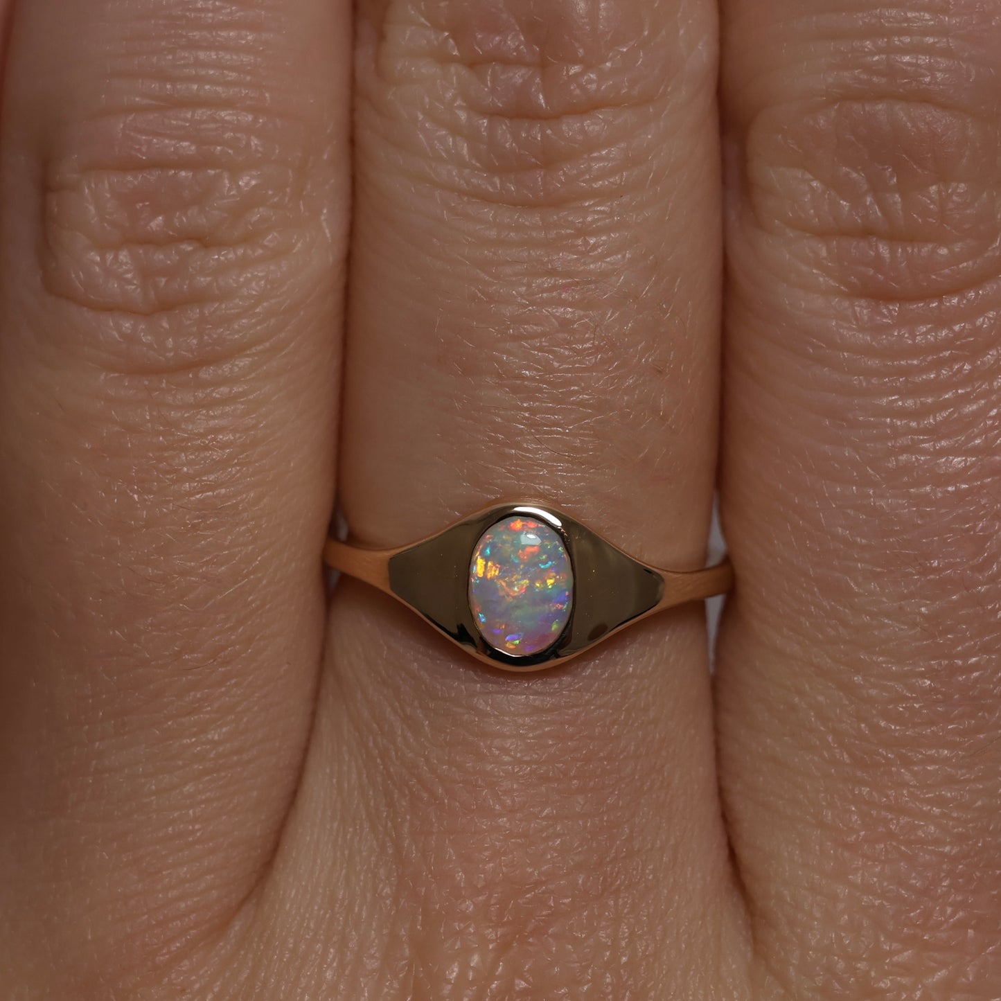 Crystal Opal Signet Ring - 9K Yellow Gold