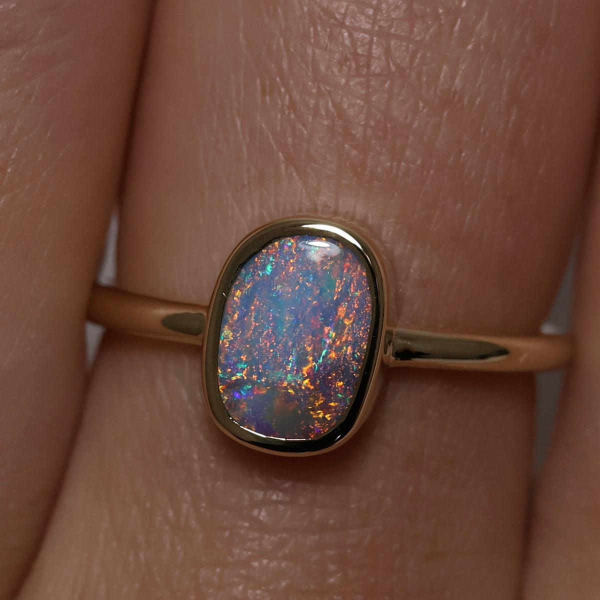 Boulder Opal Ring - 14K Yellow Gold