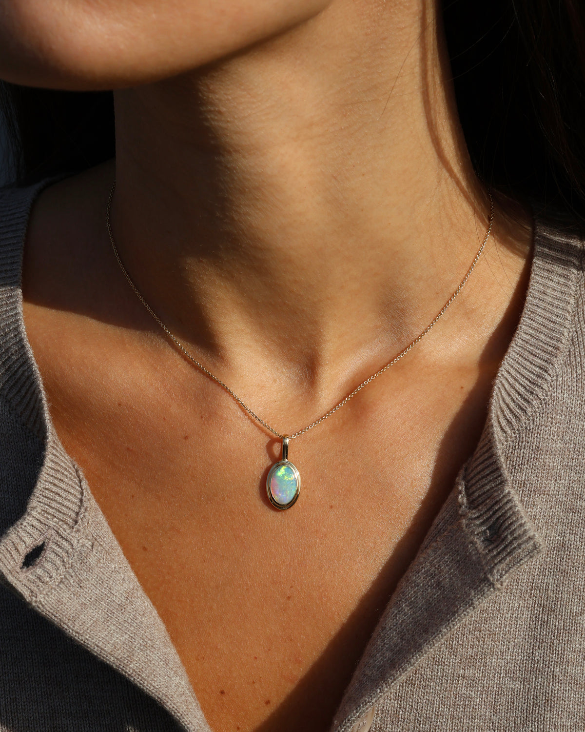 Crystal Opal Pendant - 14K Yellow Gold