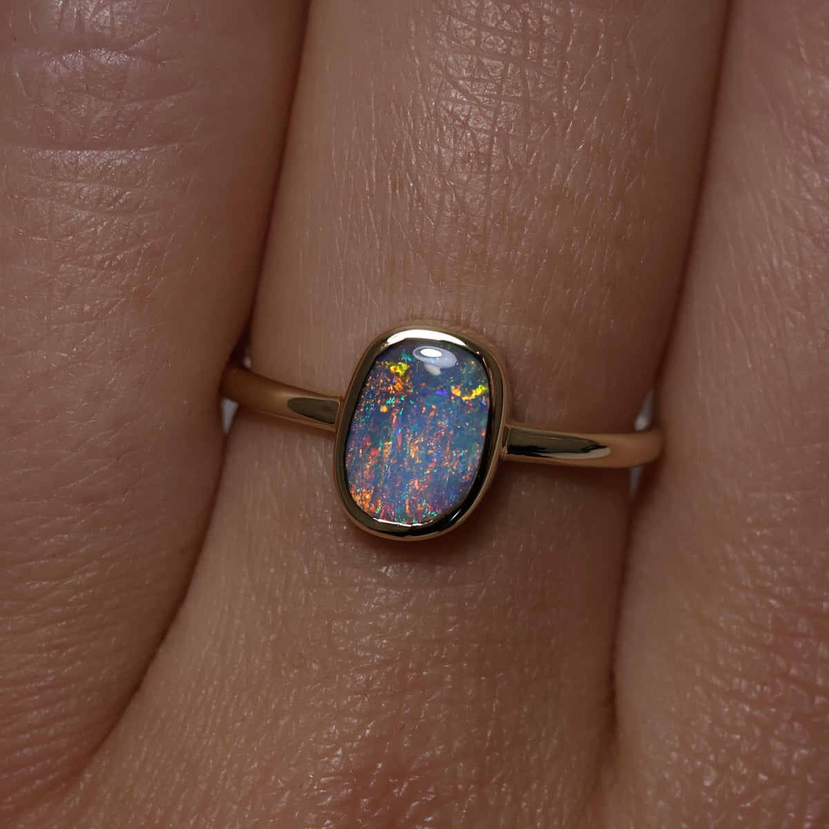 Boulder Opal Ring - 14K Yellow Gold