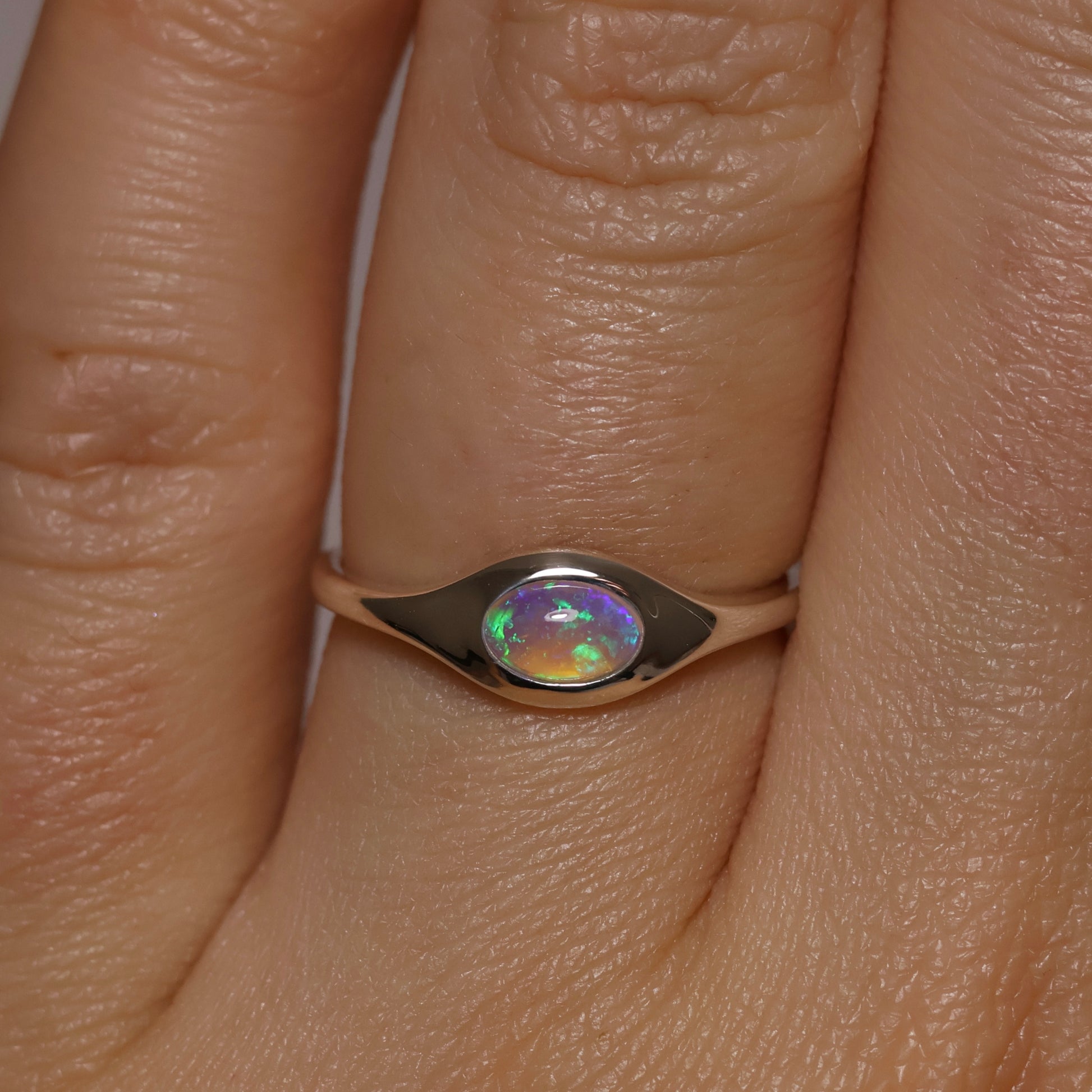 Crystal Opal Signet Ring - Sterling Silver