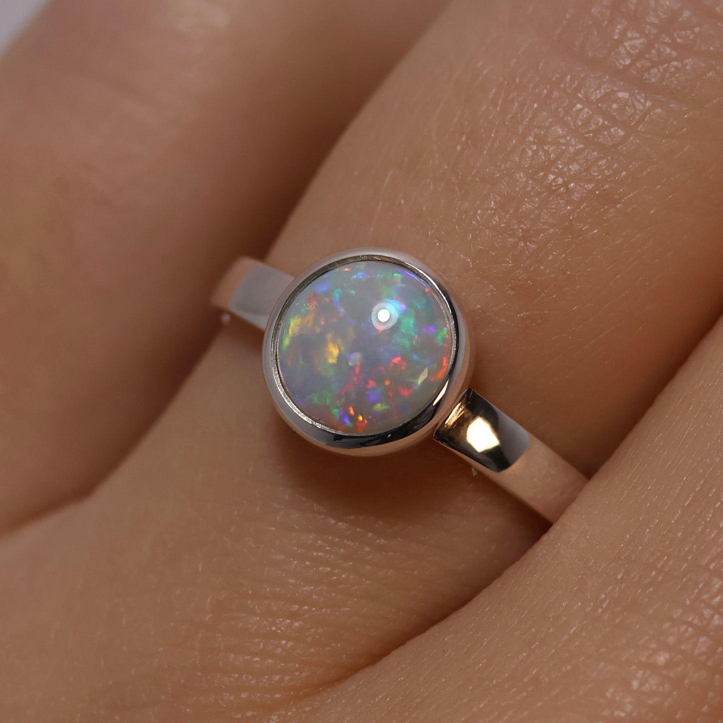 White Opal Ring - Sterling Silver