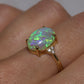 Crystal Opal Ring With Diamonds - 18K Yellow Gold