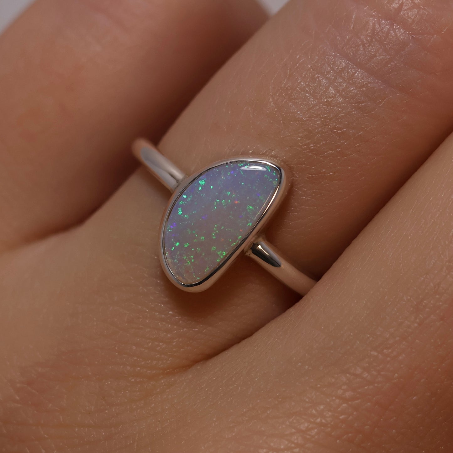 Freeform Crystal Opal Ring - Sterling Silver