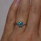 Black Opal Ring With Diamonds - 18K White Gold