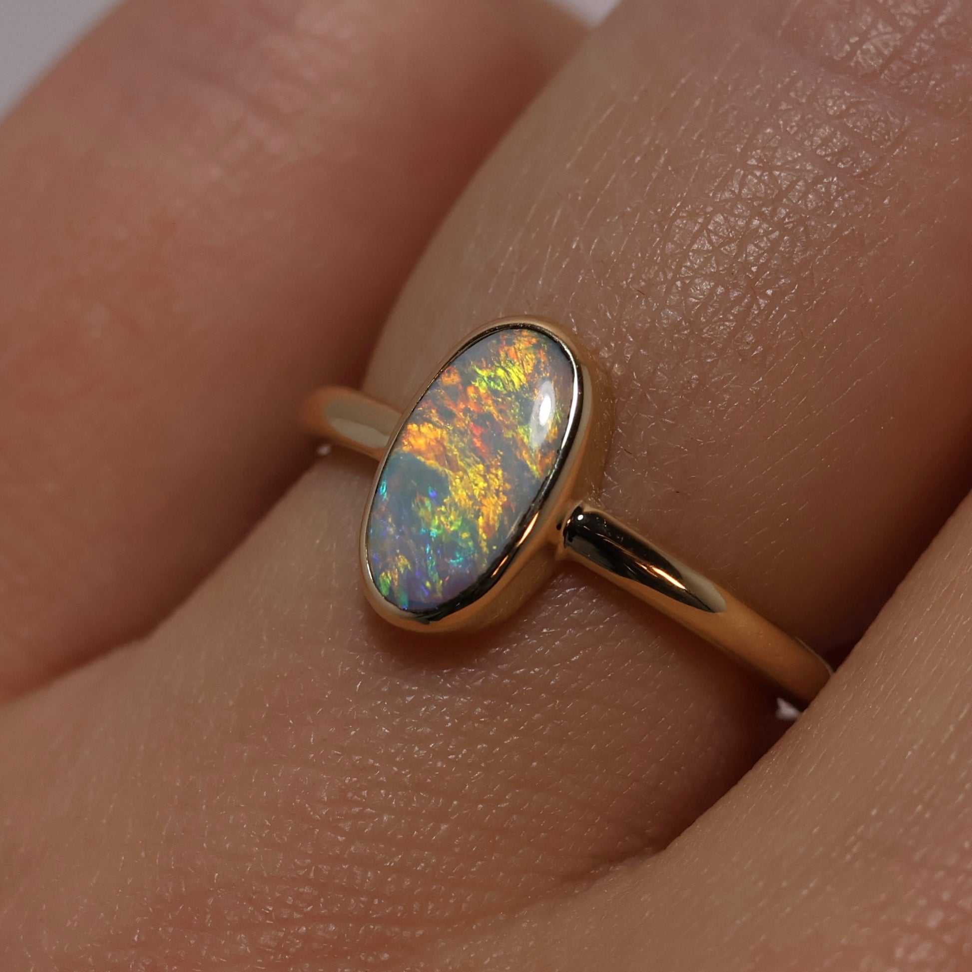 Crystal Opal Ring - 9K Yellow Gold