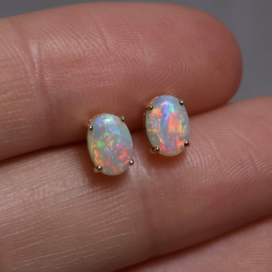 Crystal Opal Studs - 14K Yellow Gold