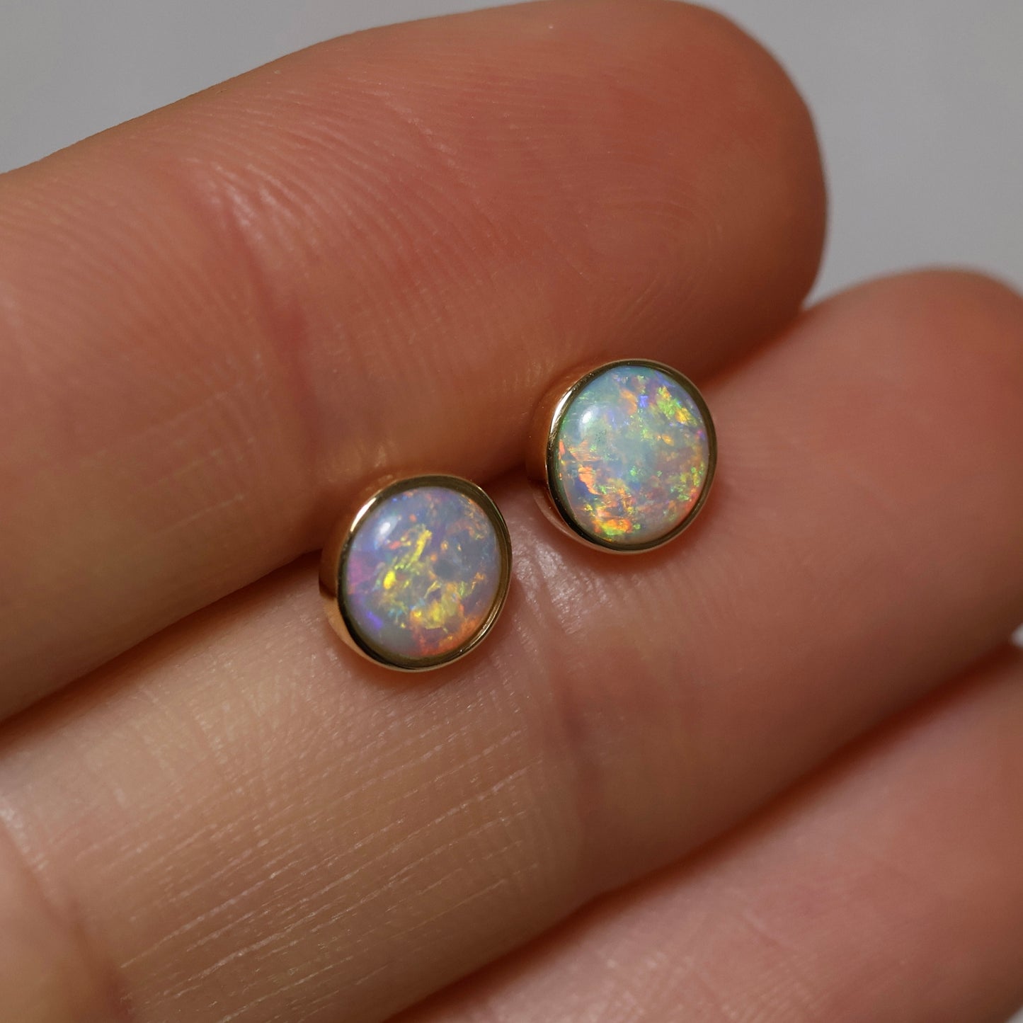 5mm Crystal Opal Studs - 14K Yellow Gold