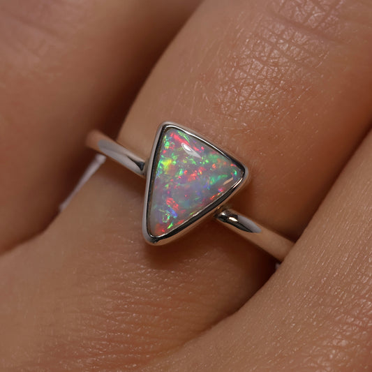 Crystal Opal Ring - Sterling Silver