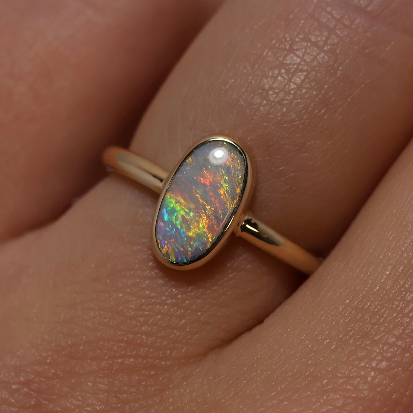 Crystal Opal Ring - 9K Yellow Gold