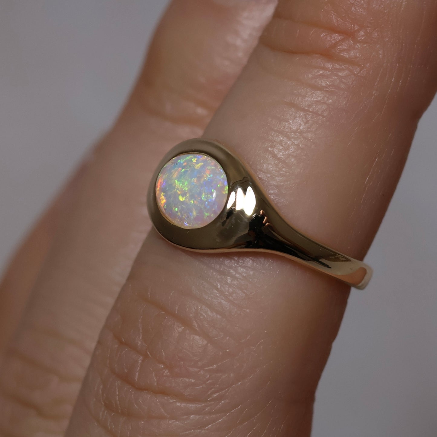 Crystal Opal Signet Ring - 9K Yellow Gold