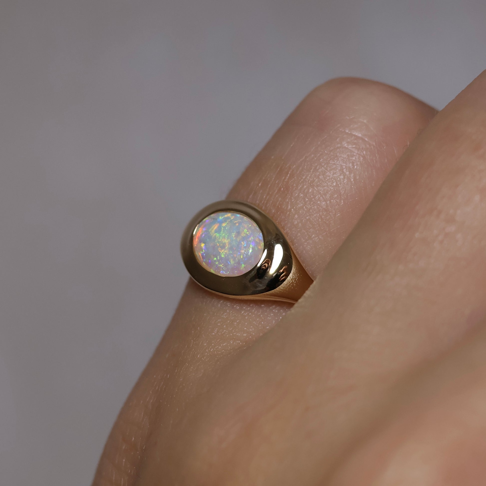 Crystal Opal Signet Ring - 9K Yellow Gold
