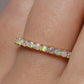 13 Stone Crystal Opal Ring with 4 Diamonds - 14K Yellow Gold