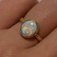 Round Crystal Opal Ring - 18K Yellow Gold