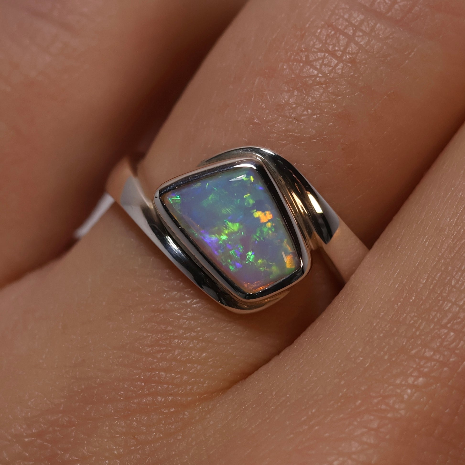 Crystal Opal Ring - Sterling Silver