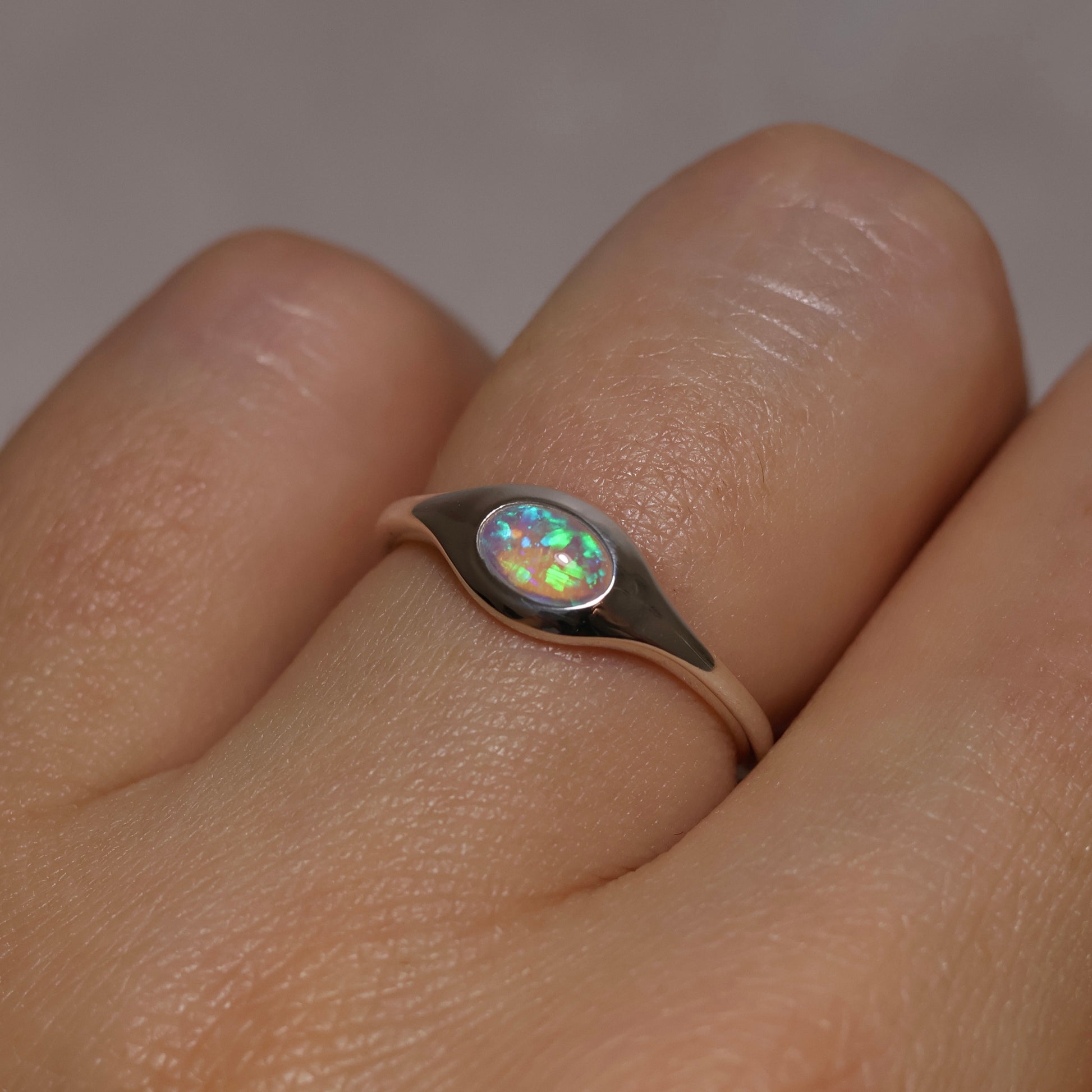 Crystal Opal Signet Ring - Sterling Silver