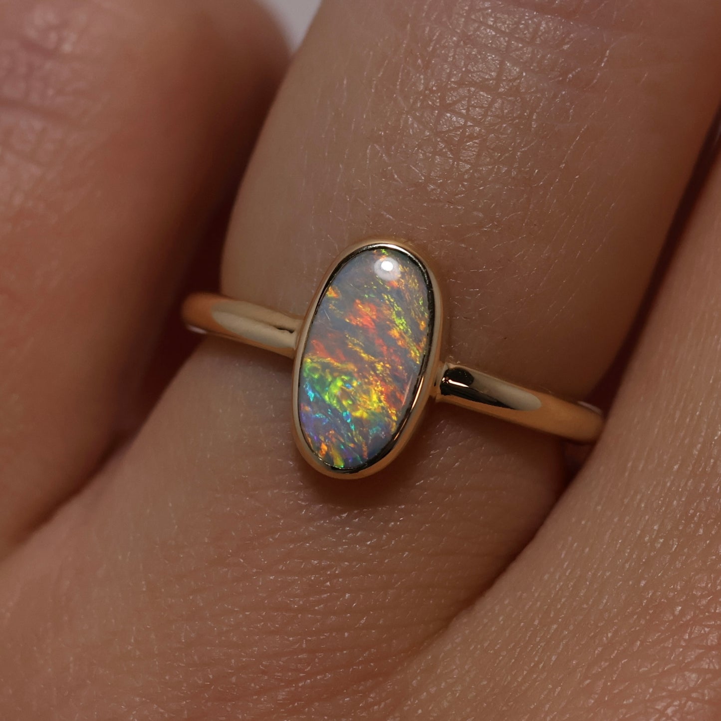 Crystal Opal Ring - 9K Yellow Gold