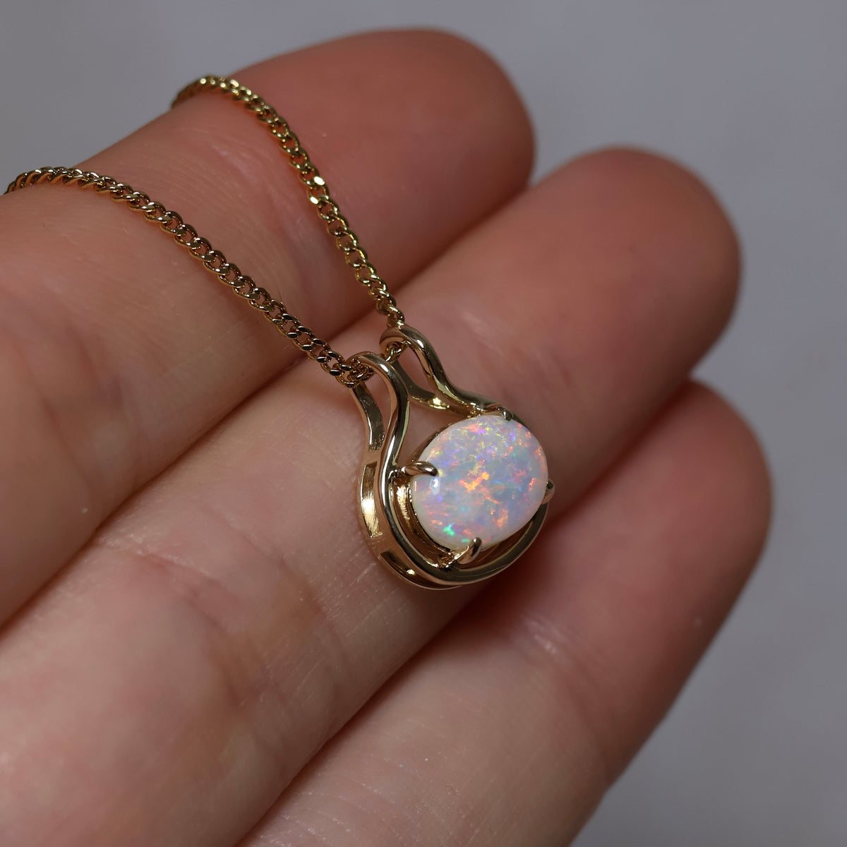 Crystal Opal Pendant - 14K Yellow Gold