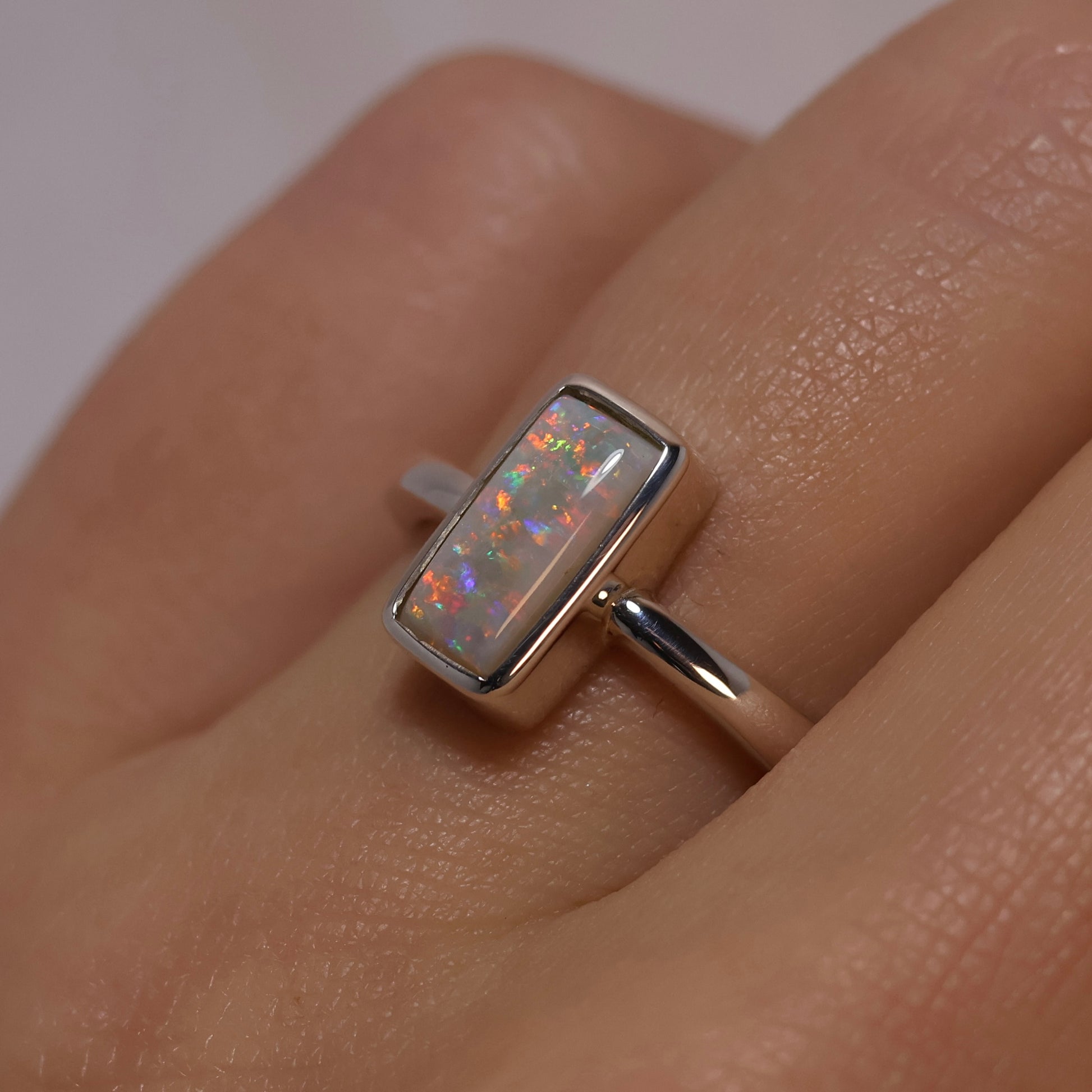 White Opal Ring - Sterling Silver