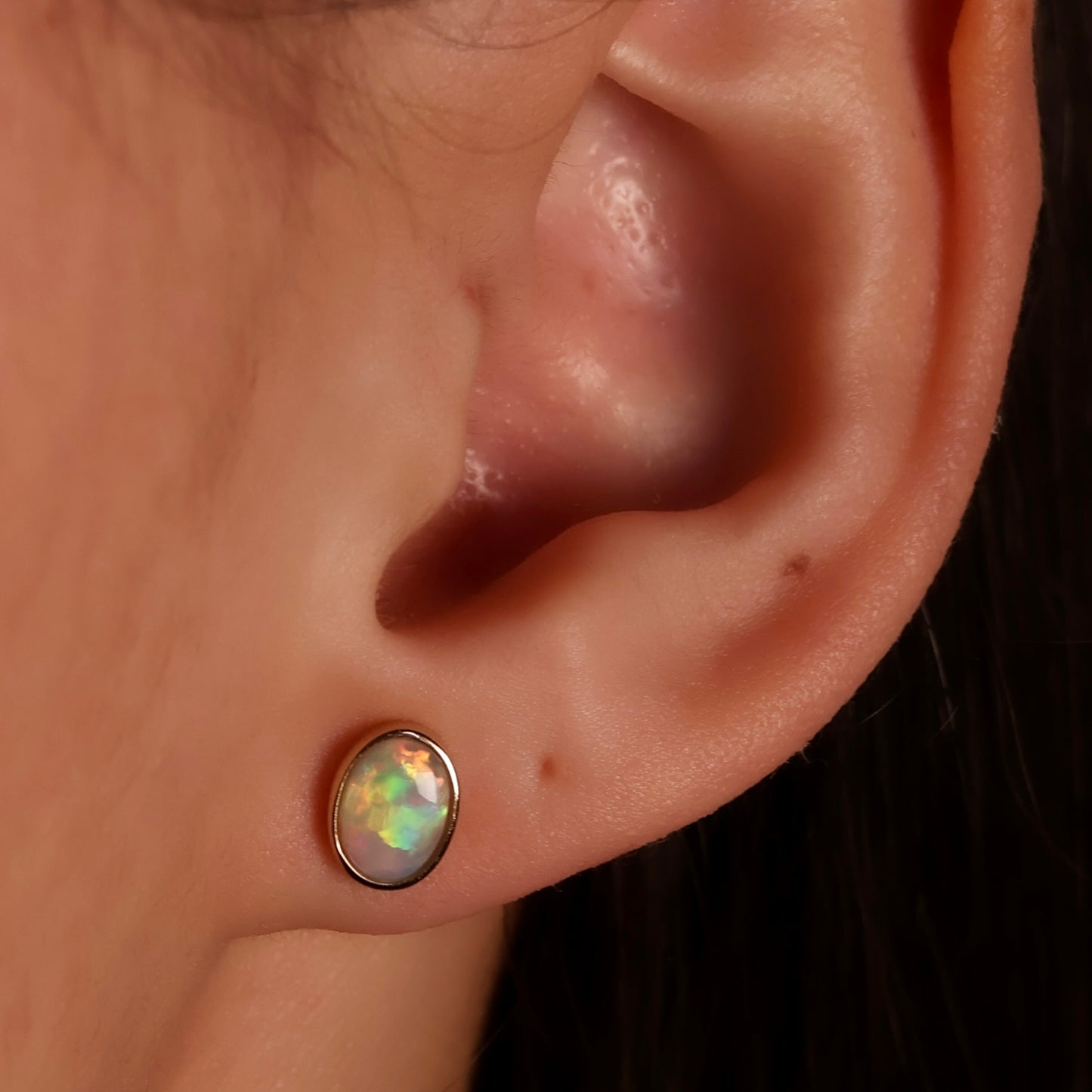 Crystal Opal Studs - 14K Yellow Gold