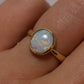 Round Crystal Opal Ring - 18K Yellow Gold