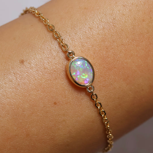 Crystal Opal Bracelet - 9K Yellow Gold