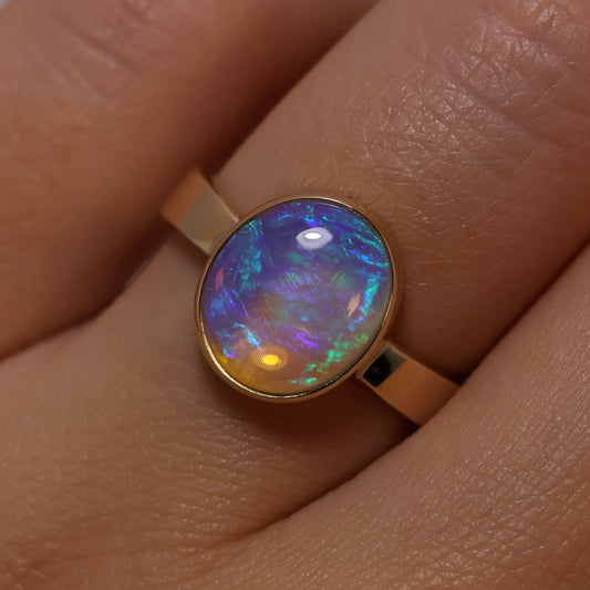 Crystal Opal Ring - 9K Yellow Gold