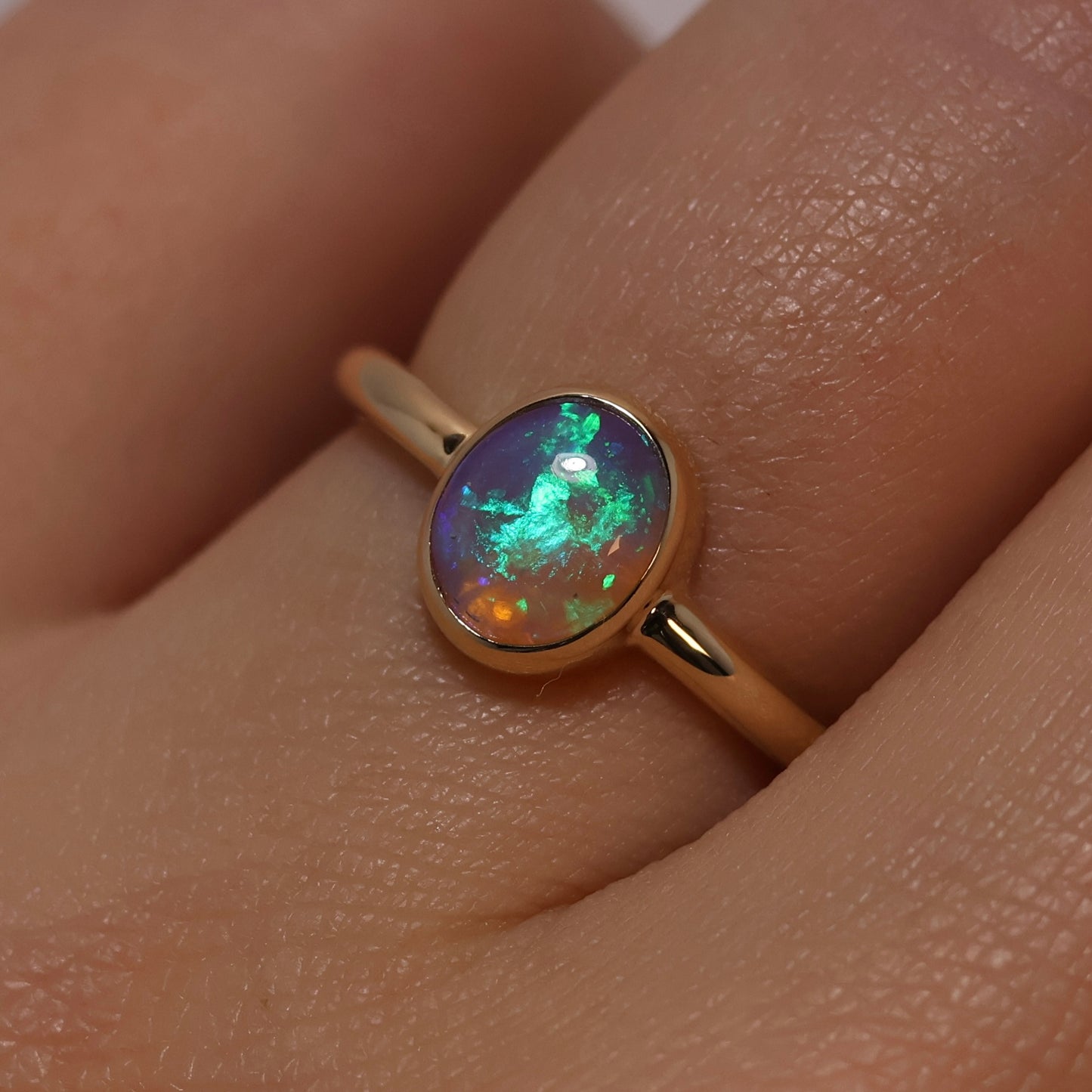 Crystal Opal Ring - 9K Yellow Gold