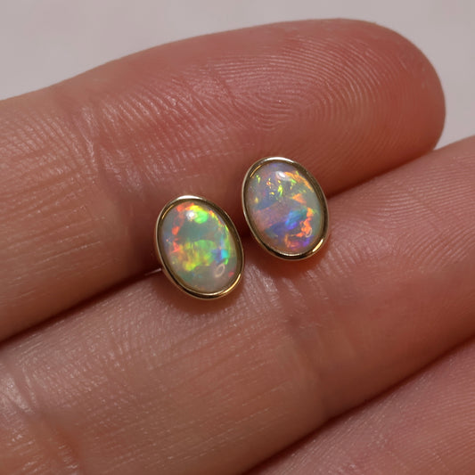 Crystal Opal Studs - 14K Yellow Gold