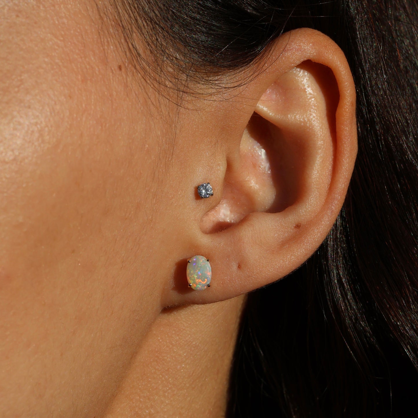 Crystal Opal Studs - 14K Yellow Gold