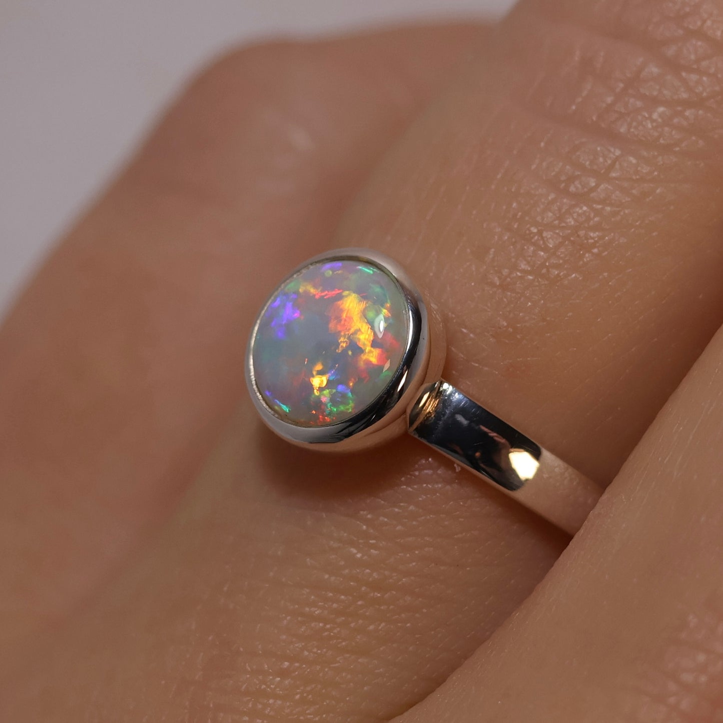 White Opal Ring - Sterling Silver