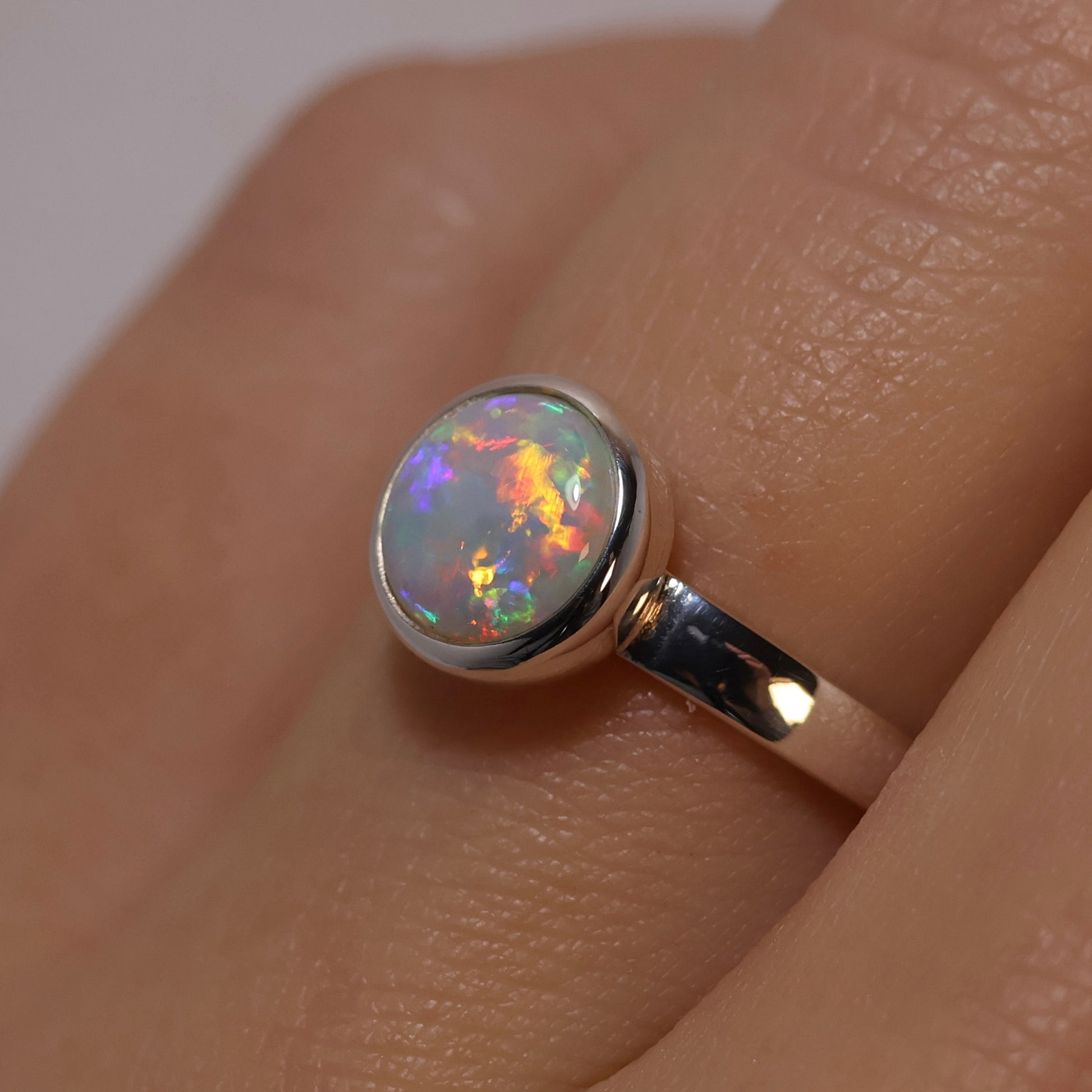 White Opal Ring - Sterling Silver