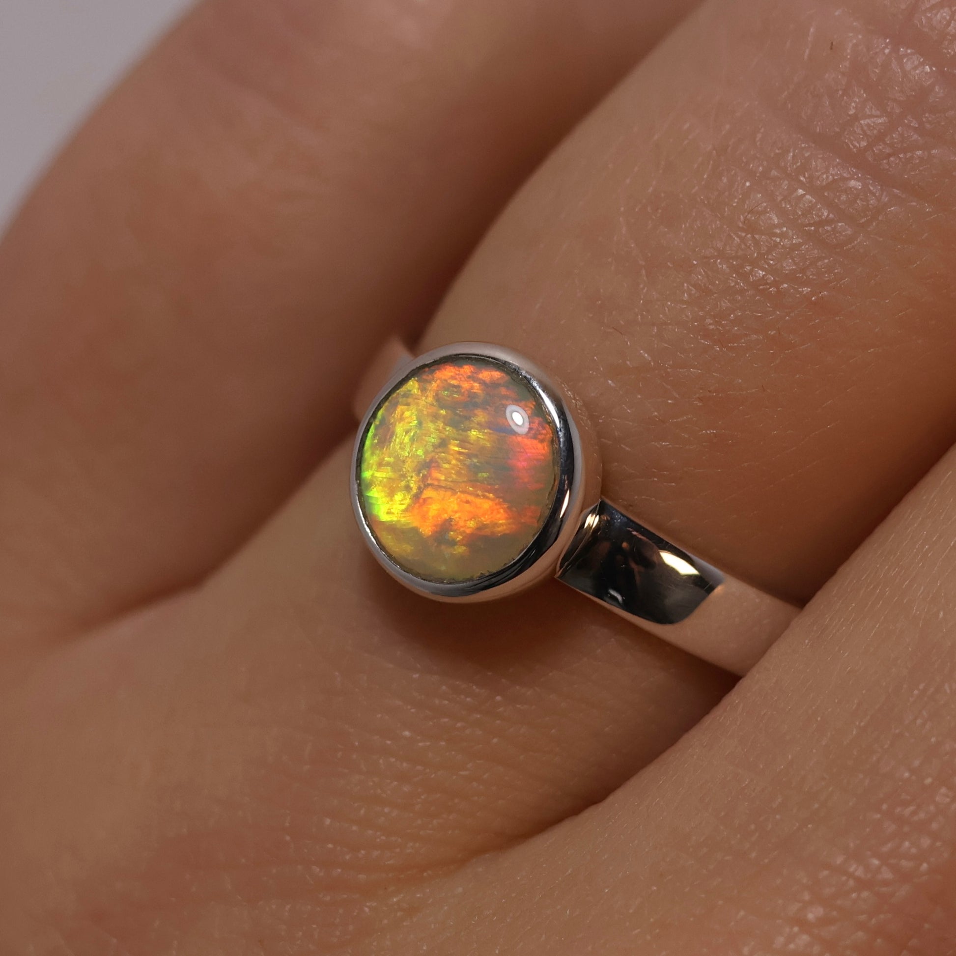 Flashy Crystal Opal Ring - Sterling Silver