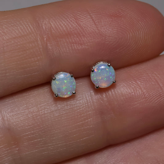 5mm Crystal Opal Claw Studs - Sterling Silver