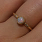 Round Opal Ring With Diamonds - 14K Yellow Gold