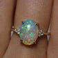 Crystal Opal Ring With Diamonds - 18K Yellow Gold
