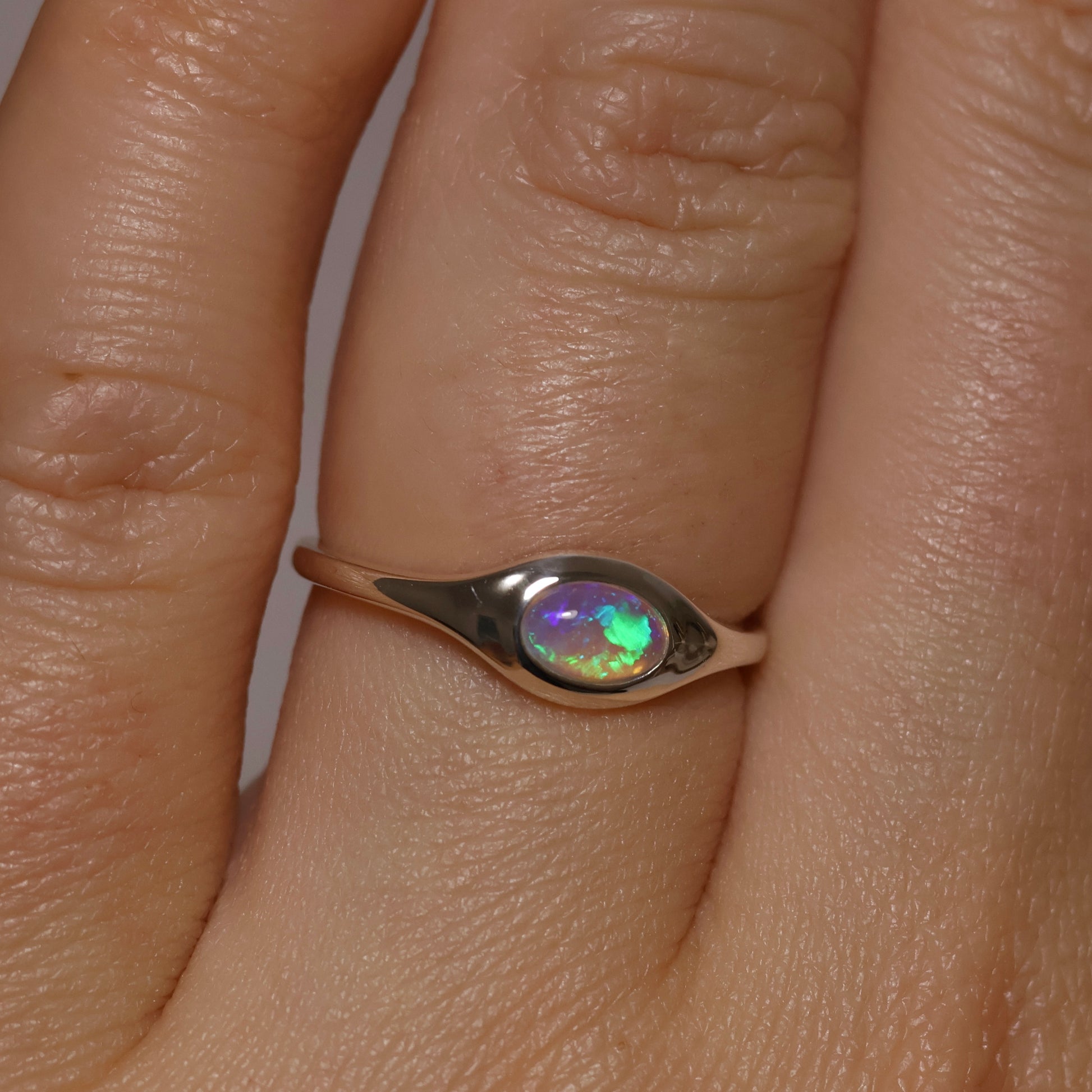 Crystal Opal Signet Ring - Sterling Silver