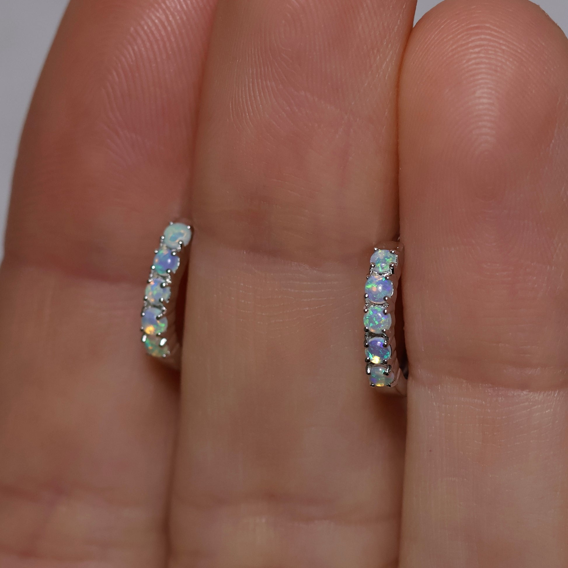 Multi Stone Huggie Earrings - Sterling Silver