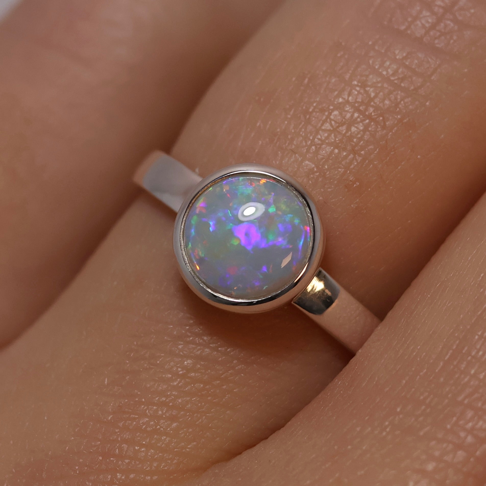 White Opal Ring - Sterling Silver