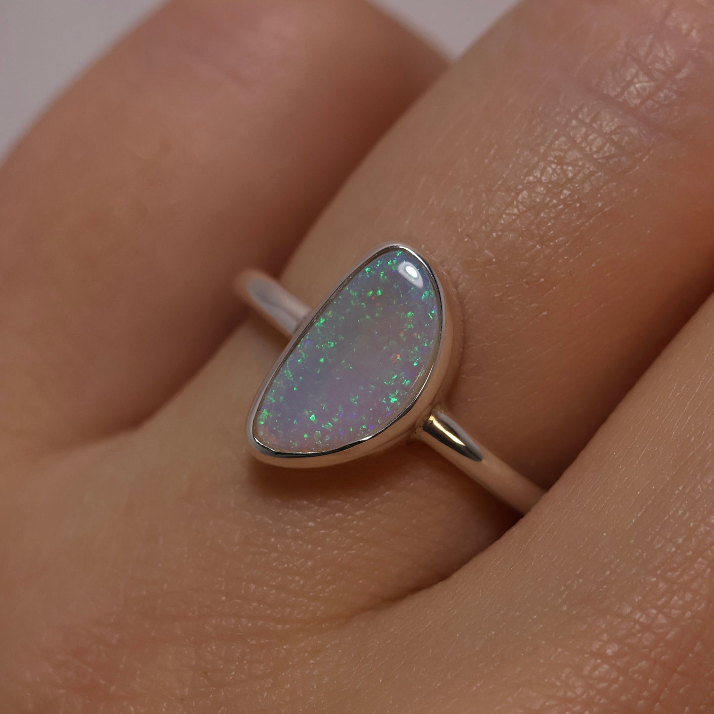 Freeform Crystal Opal Ring - Sterling Silver